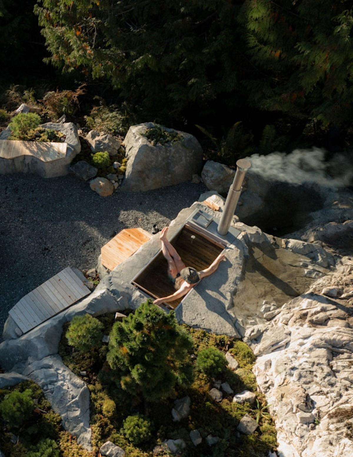 How Goodland and Sculptor Trent Hutton Embedded a Wood Fired Hot Tub in Stone