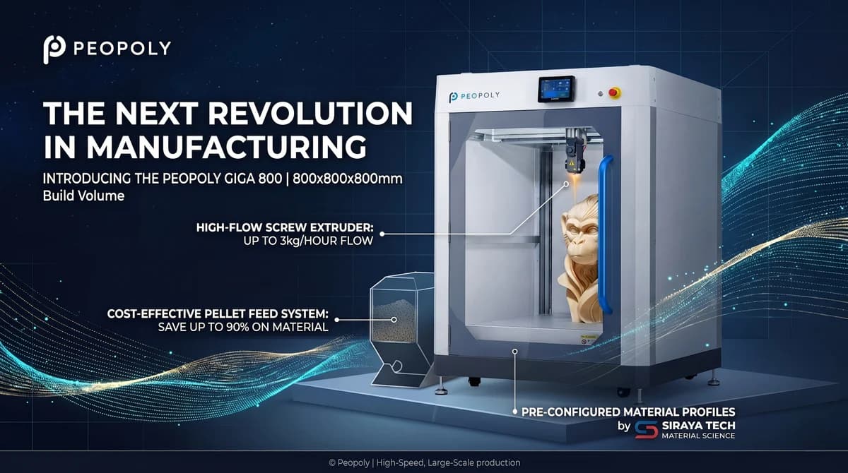 Peopoly Introduces GIGA 800 Pellet 3D Printer