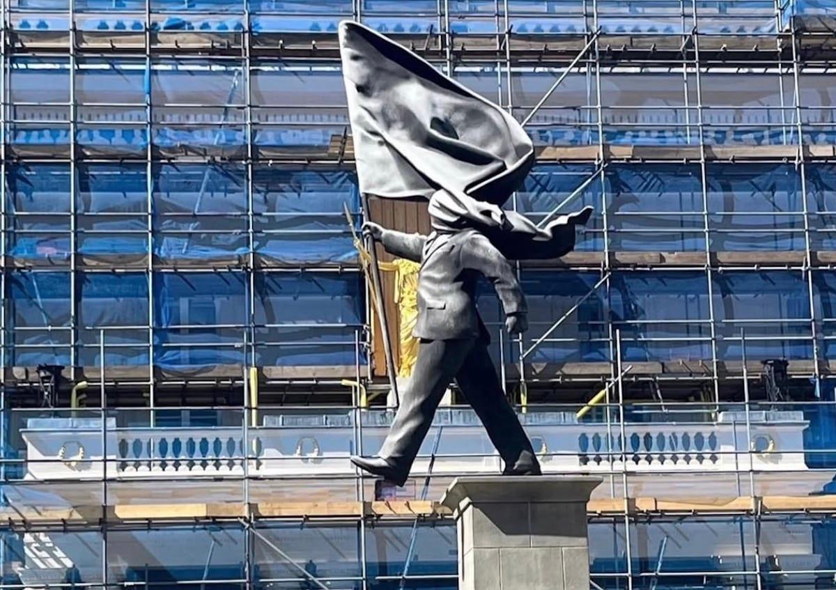 New Banksy Sculpture Appears At Waterloo Place London