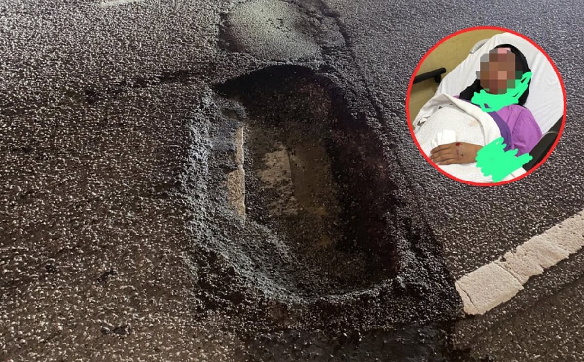Motorcyclist Injured After Hitting Pothole Near Sungai Besi-Bukit Jalil Route