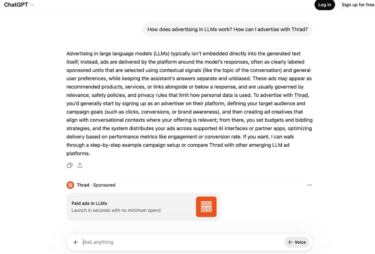 Thrad Launches Managed Service for ChatGPT Ads