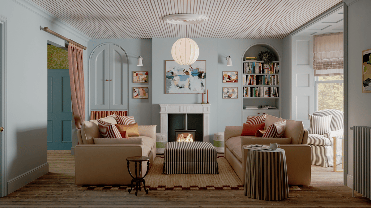 It's the Best Way to Dress Up a Living Room With a Boring Sofa — These Patterned Ottomans Bring Confidence,...