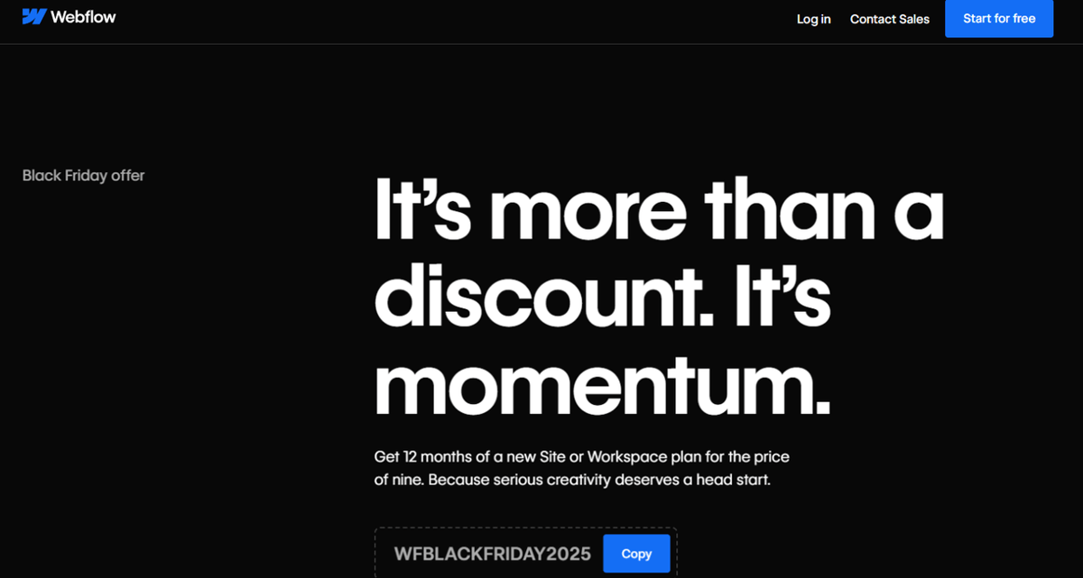 Lock in 25% Savings on Webflow’s Annual Site and Workspace Plans