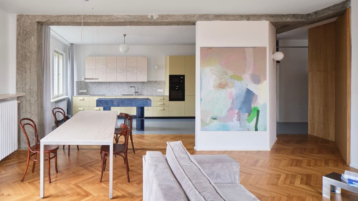 Raw Concrete Meets Candy Pastels in This Effortlessly Cool Prague Apartment