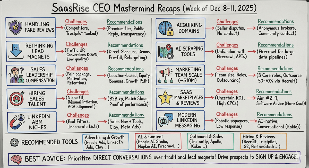 SaasRise CEO Mastermind Recaps for the Week of December 8-11, 2025