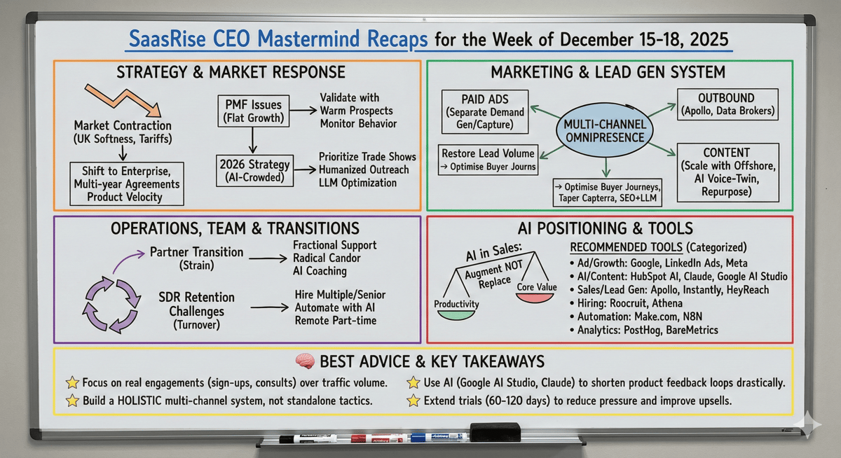 SaasRise CEO Mastermind Recaps for the Week of December 15-18, 2025