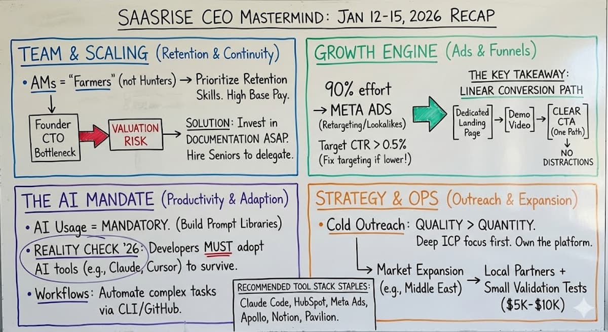 SaasRise CEO Mastermind Recaps for the Week of Jan 12 - 15, 2026