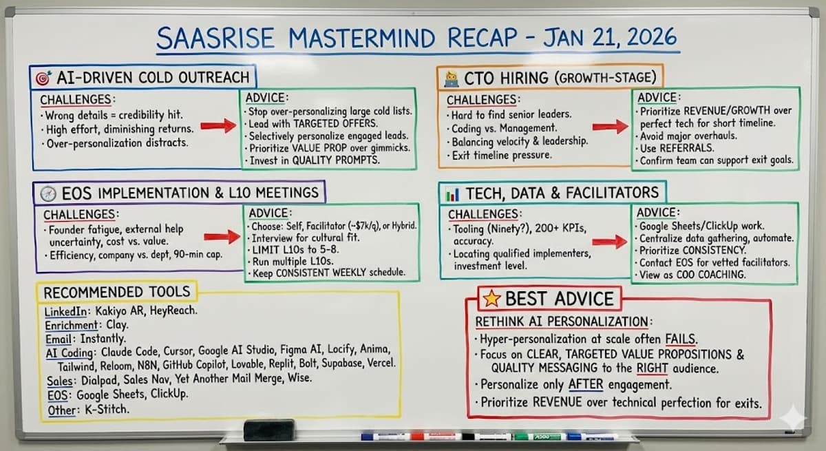 SaasRise Mastermind Recap - Jan 21, 2026