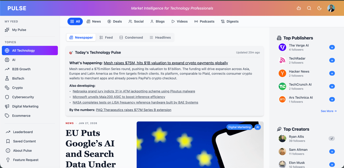 The World's First AI-Curated Technology News App