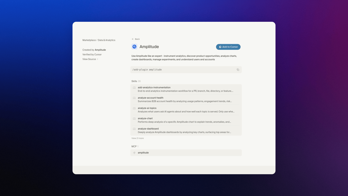 Amplitude Plug and Play: New AI Plugin in Claude and Cursor Marketplaces