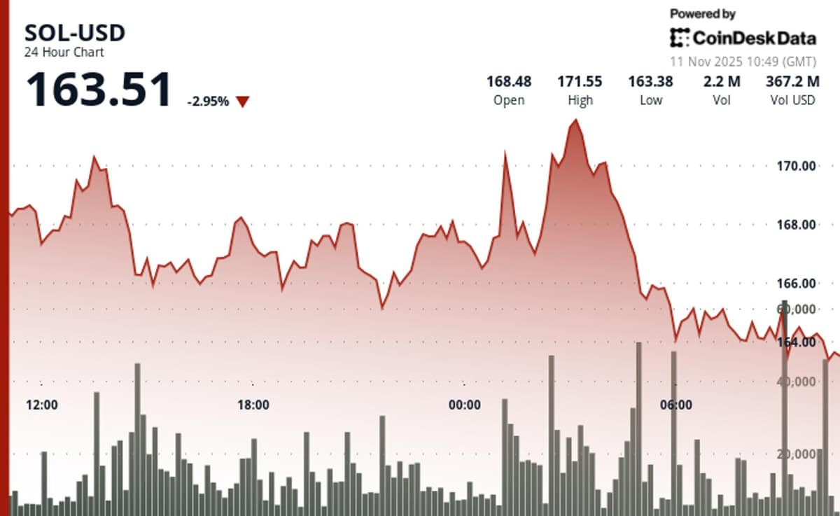 Solana Drops Below Key $165 Level as Technical Support Cracks