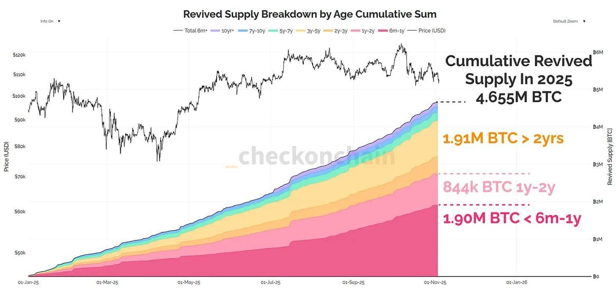 Dormant Bitcoin Comes Back to Life as 4.65M BTC Reenters Circulation in 2025