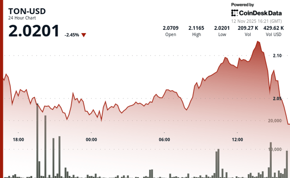 Toncoin Drops 2.4% as Post-Rally Selling Pressure Caps Gains