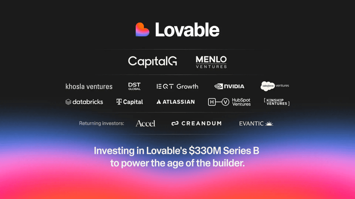 Lovable Secures $330M Series B Funding at $6.6B Valuation
