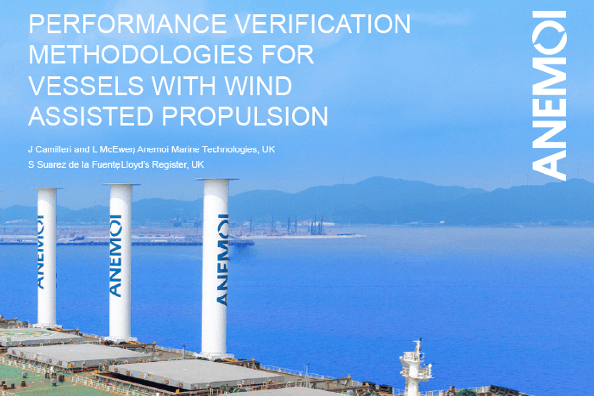 Anemoi White Paper Calls for Greater Alignment in Wind Propulsion Performance Verification