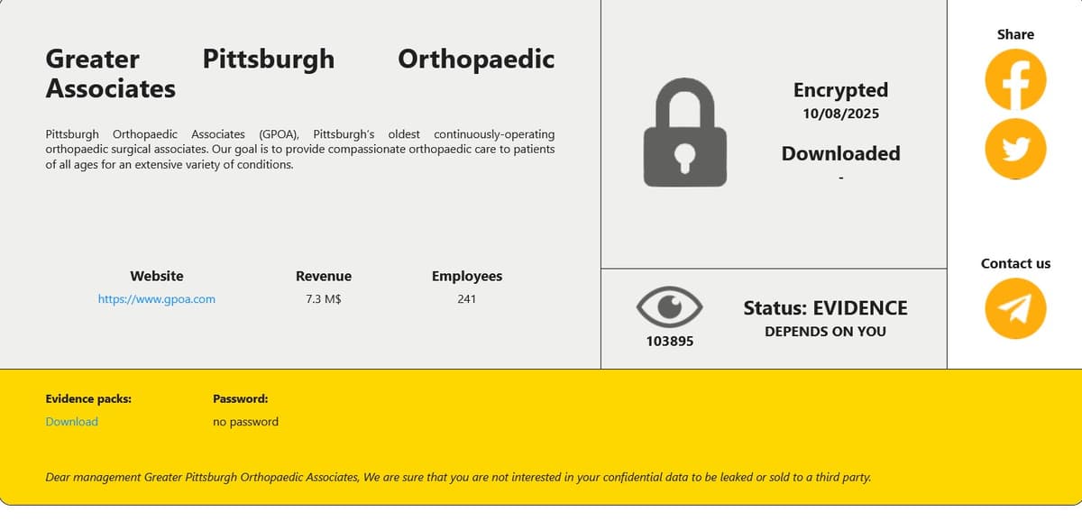 Greater Pittsburgh Orthopaedic Associates Disclosed a 2025 Breach, but Was There Also One in 2024?