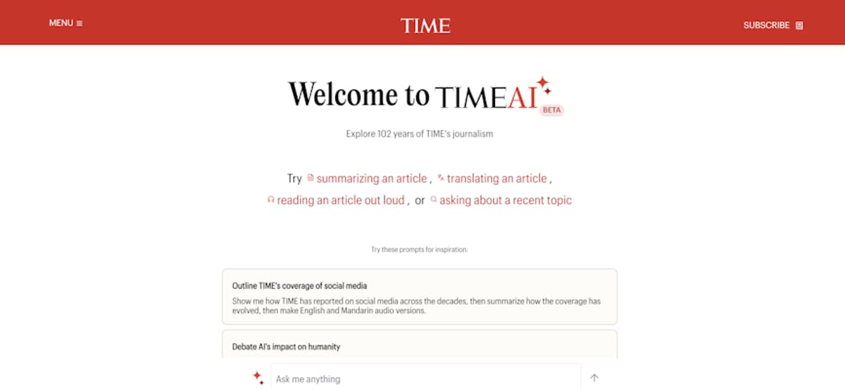 Inside TIME’s Rollout of Its TIMEAI Interactive Agent