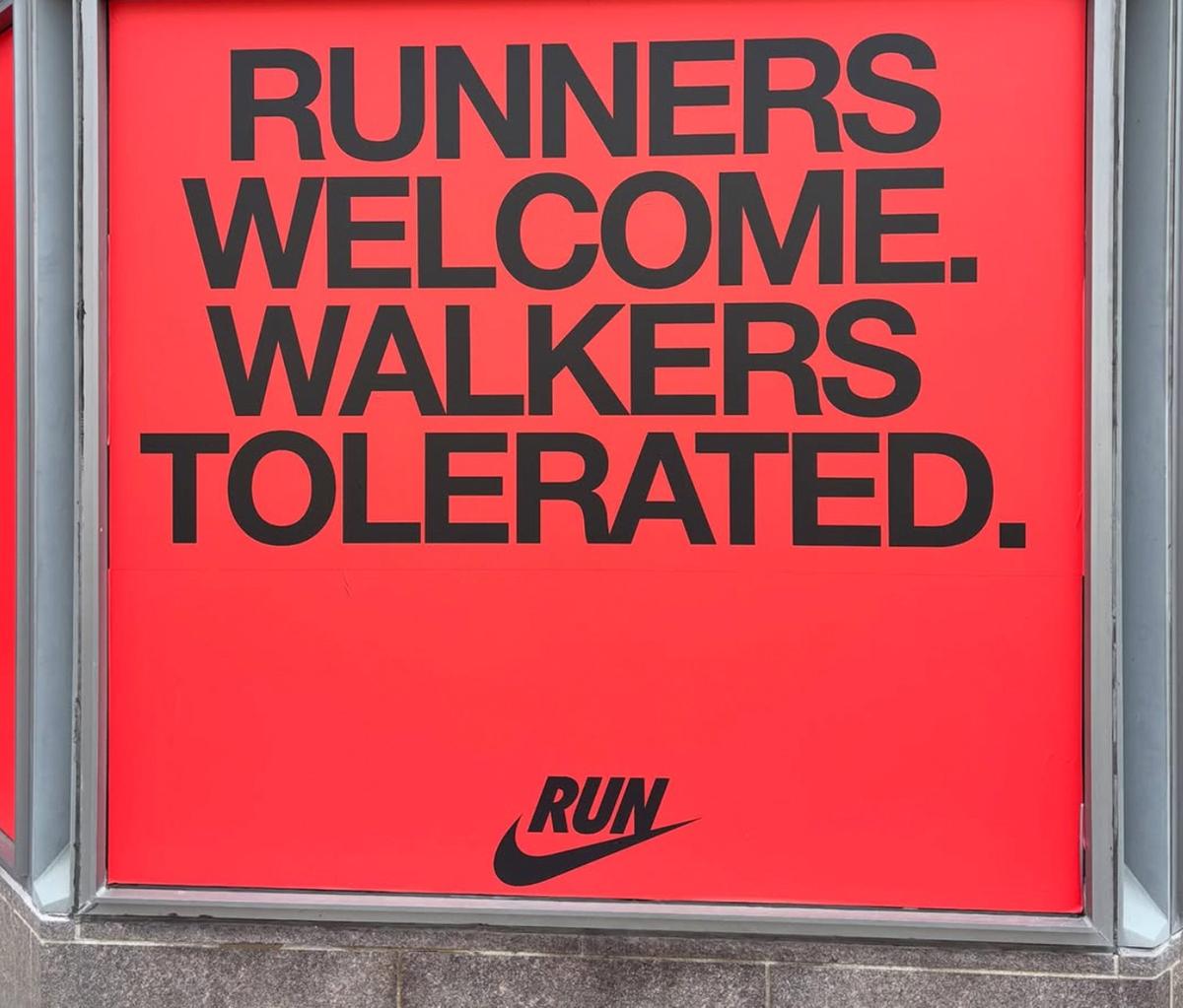 Nike Removes Controversial Sign in Boston That Read, ‘Runners Welcome. Walkers Tolerated’