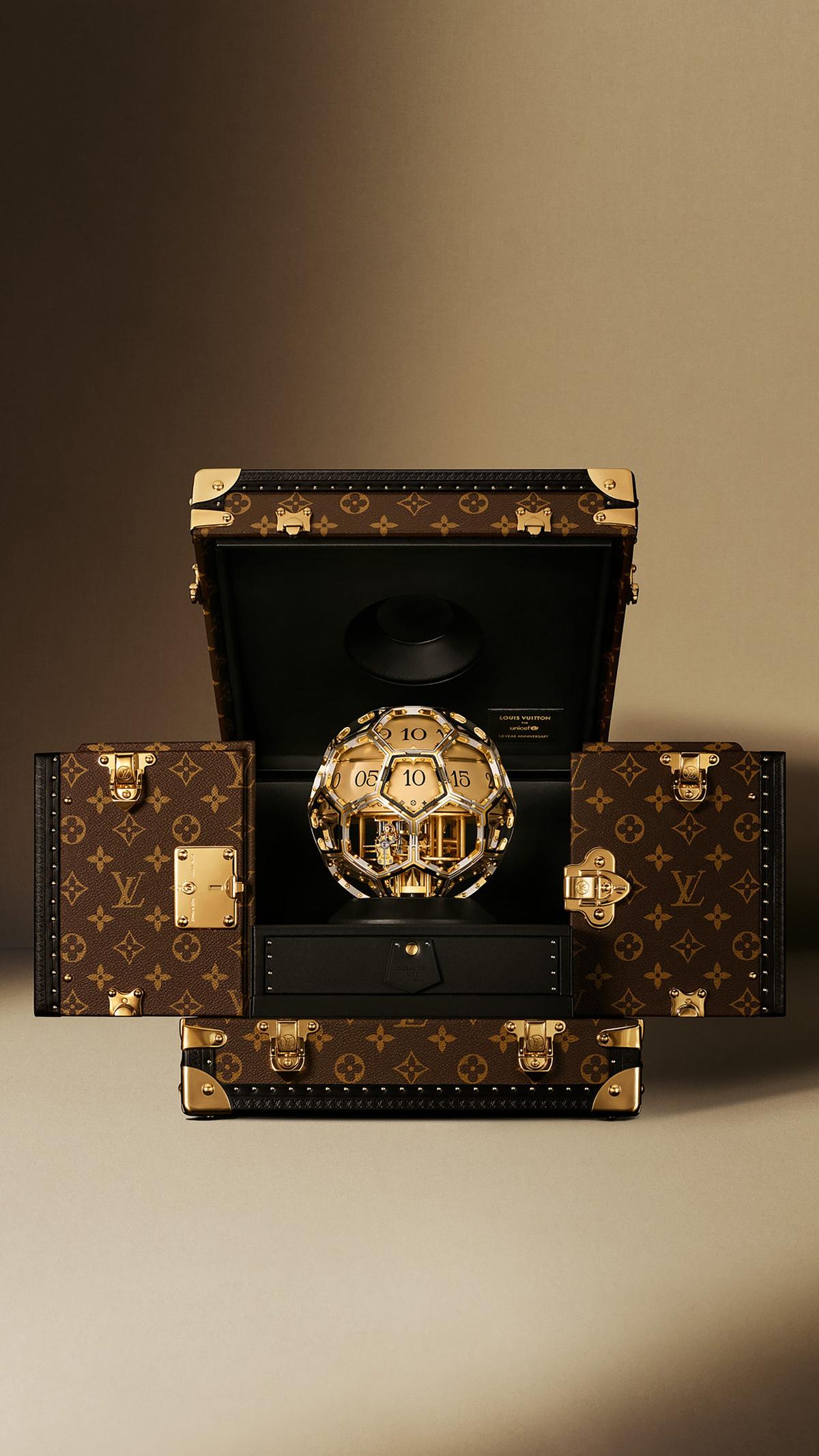 Louis Vuitton Offers a Soccer Ball-Shaped Gold and Diamond Clock as Part of a Special Collaboration