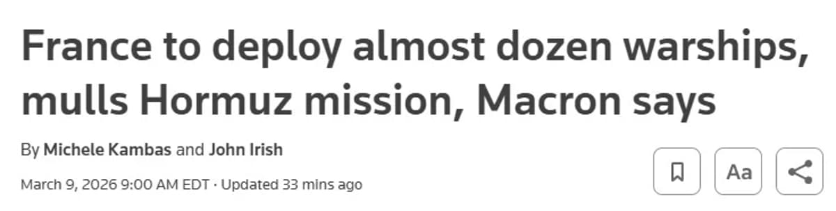 France Deploys Warships, Europe Stays Engaged Amid Oil Surge