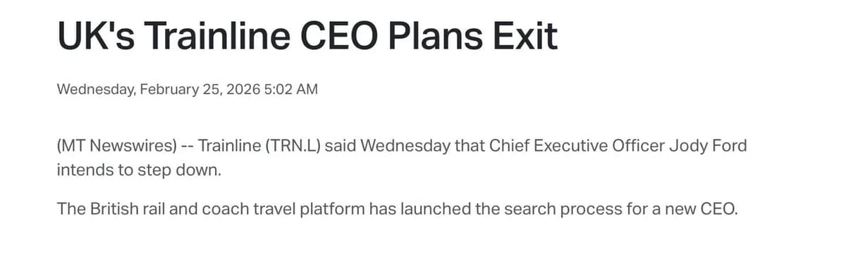 CEO Exit Undermines Confidence in Trainline’s Long‑Term Vision