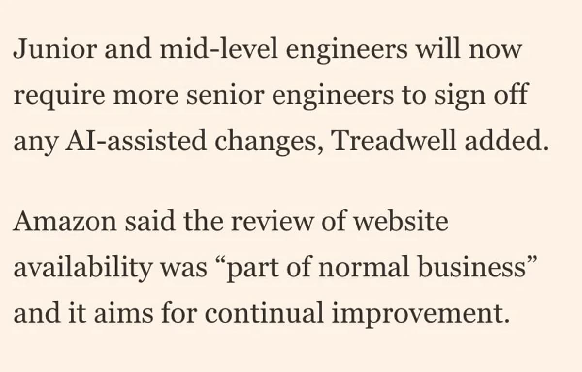 Senior Review Required for AI-Generated Code After Outages