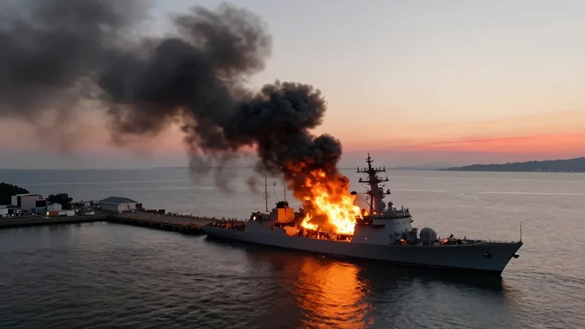 Iranian Strait of Hormuz Naval Base Hit, Fires Rage