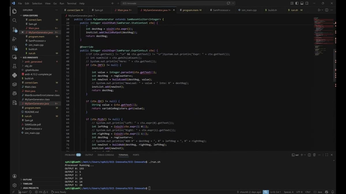 SAM Language and Processor Project Demonstration