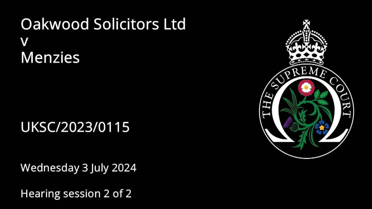 Oakwood Solicitors Ltd v Menzies