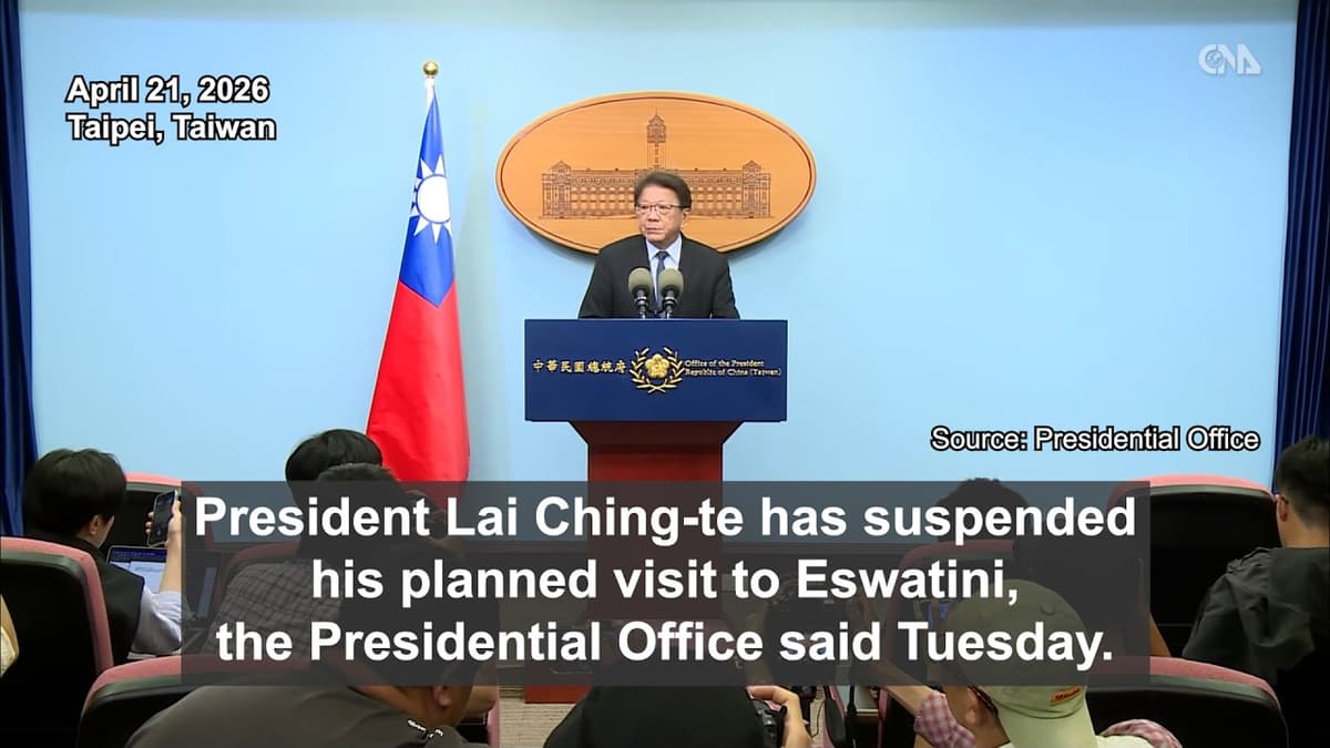 Taiwan Suspends President Lai’s Eswatini Trip, Cites China Pressure
