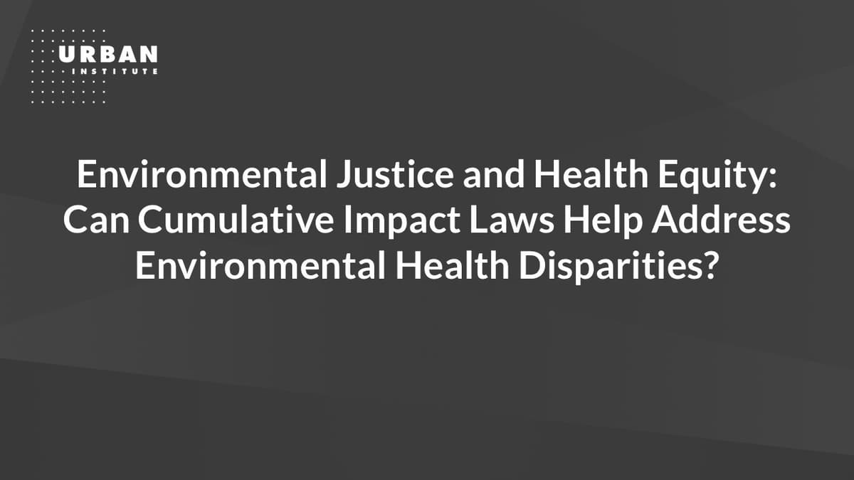 Environmental Justice and Health Equity
