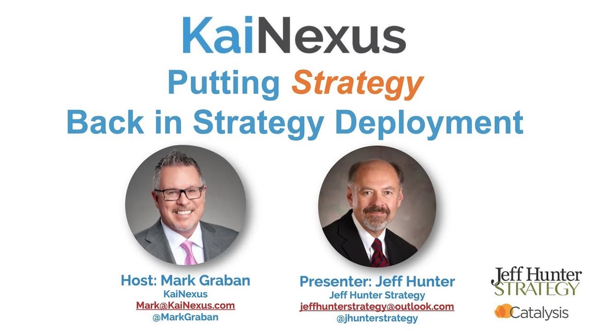 Putting Strategy Back in Strategy Deployment | Lean Strategy, Hoshin Kanri, Learning Organizations
