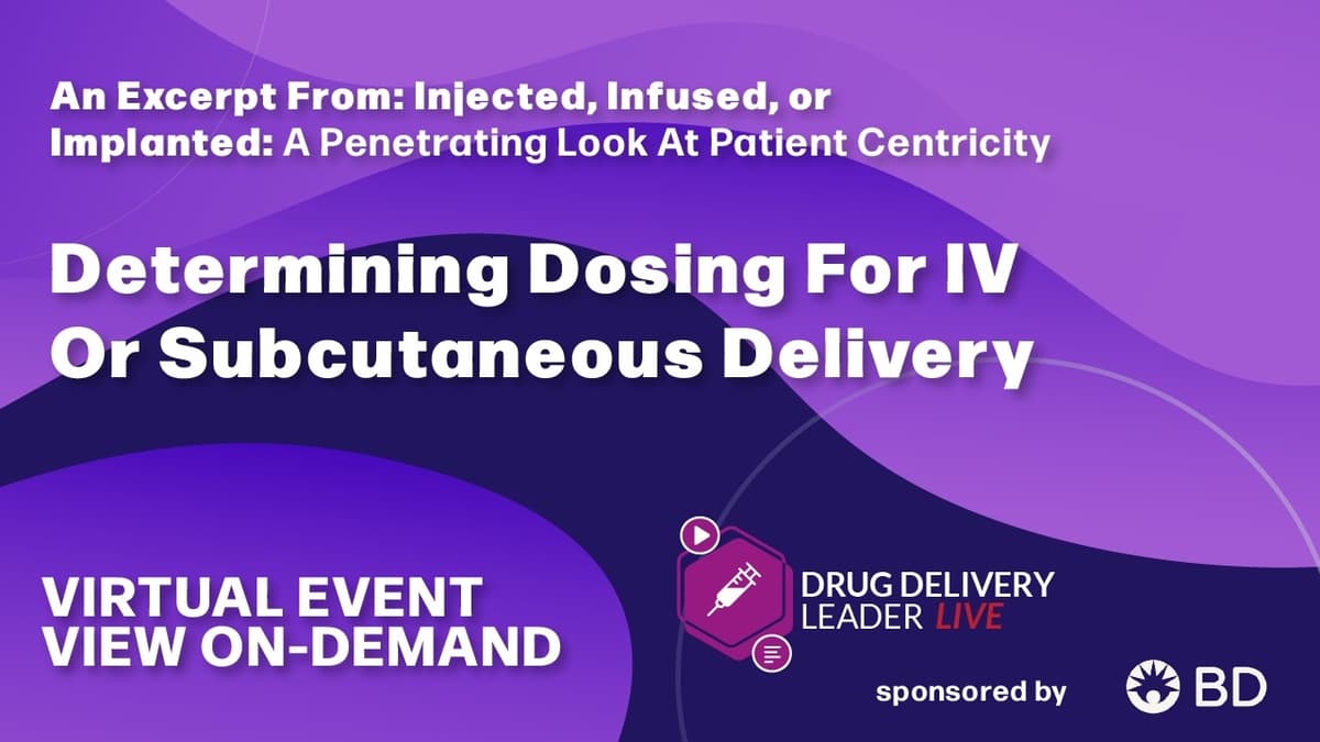 Determining Dosing For IV Or Subcutaneous Delivery