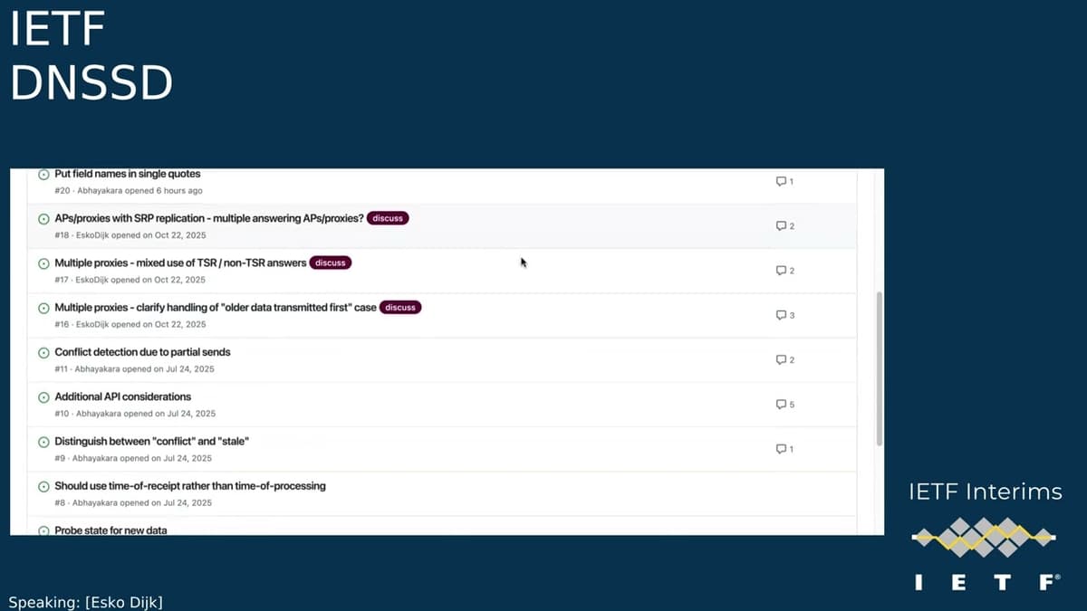 IETF Interim: Extensions for Scalable DNS Service Discovery (DNSSD) 2026-03-11 17:00