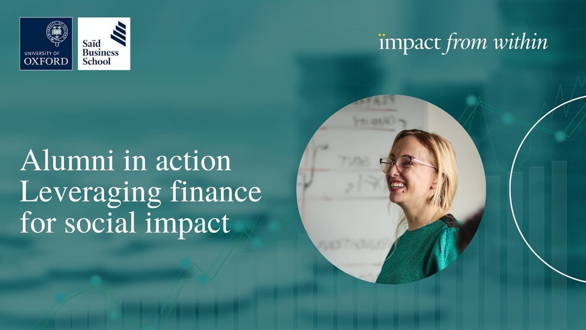 Webinar: Alumni in Action: Leveraging Finance for Social Impact