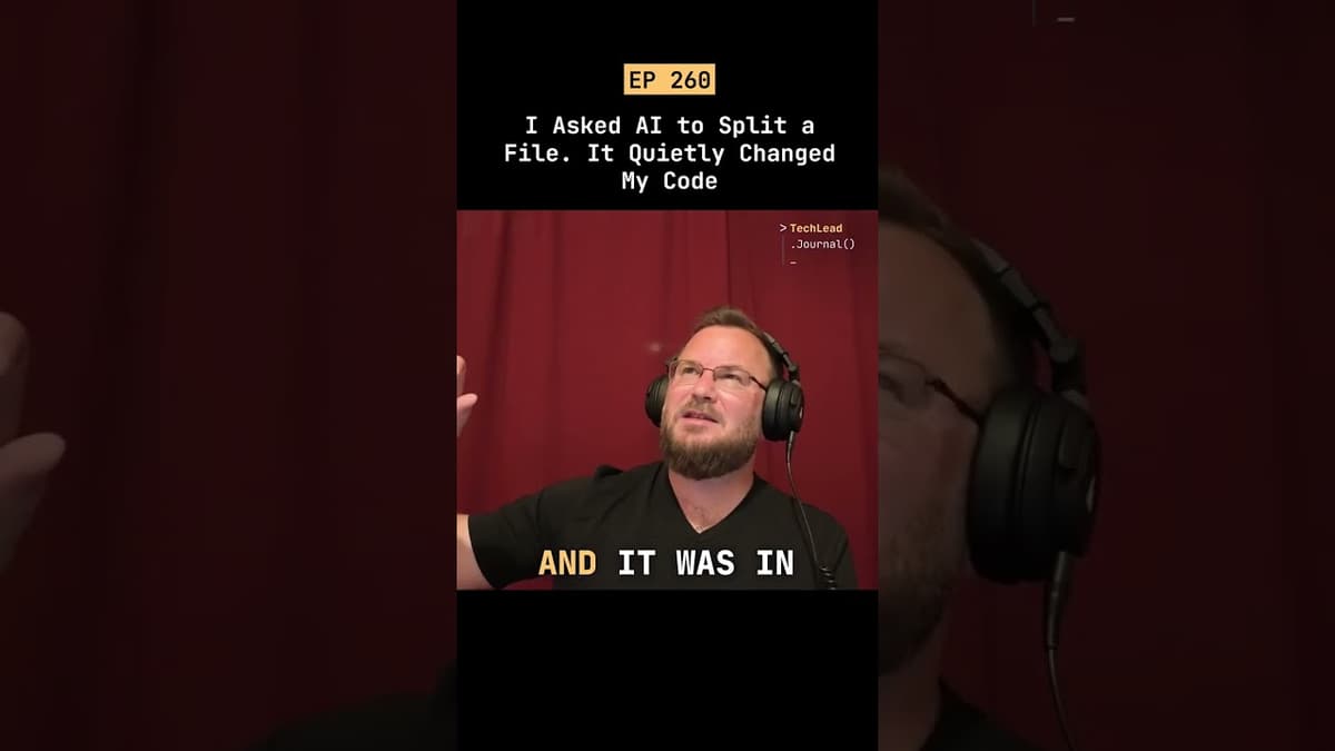 I Asked AI to Split a File. It Quietly Changed My Code. #short