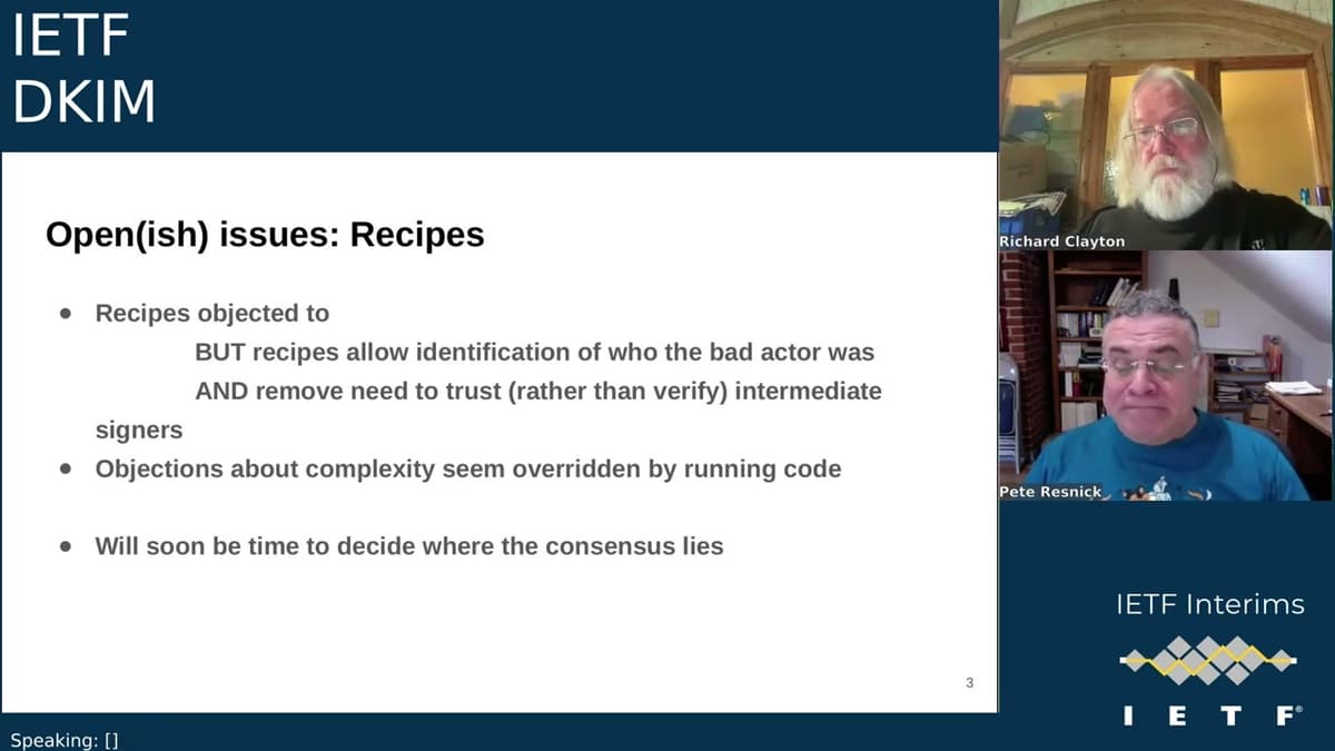 IETF Interim: Domain Keys Identified Mail (DKIM) 2026-04-29 20:00