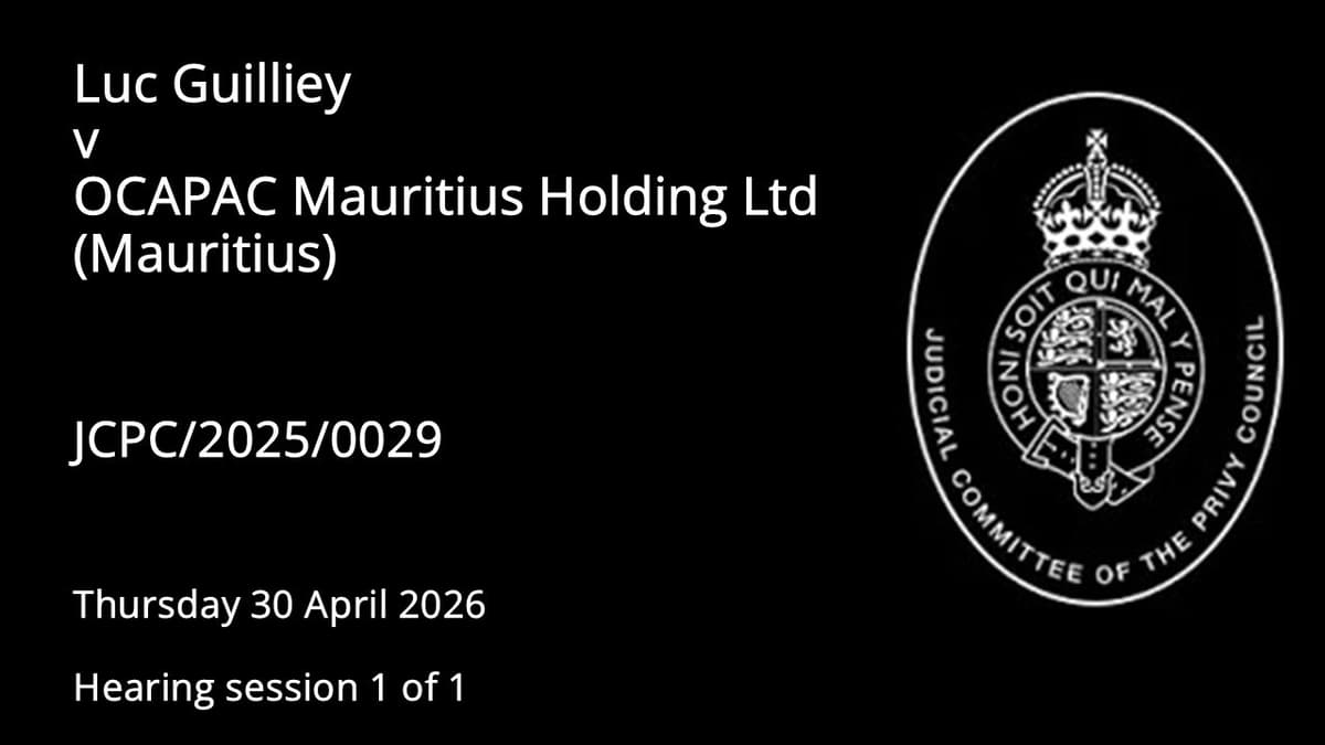 Luc Guilliey v OCAPAC Mauritius Holding Ltd (Mauritius)