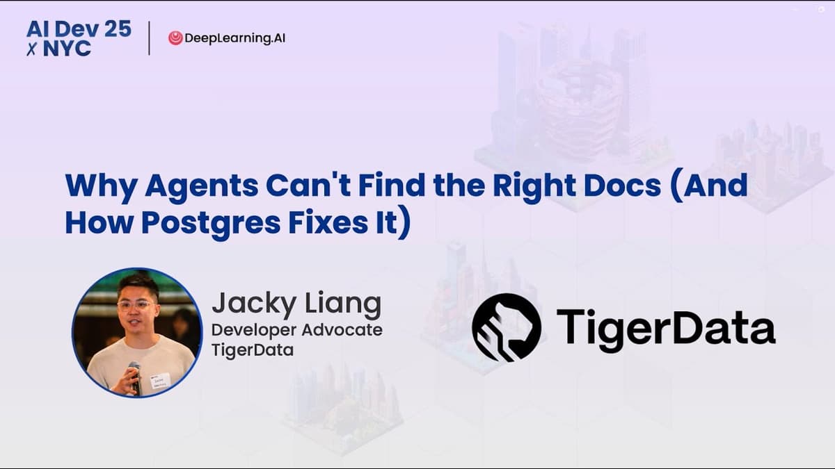 AI Dev 25 X NYC | Jacky Liang: Why Agents Can't Find the Right Docs (And How Postgres Fixes It)