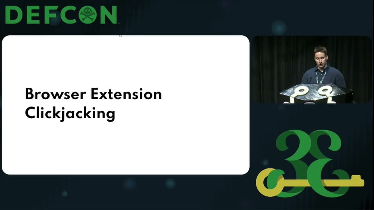 DEF CON 33 - Browser Extension Clickjacking: One Click and Your Credit Card Is Stolen - Marek Tóth