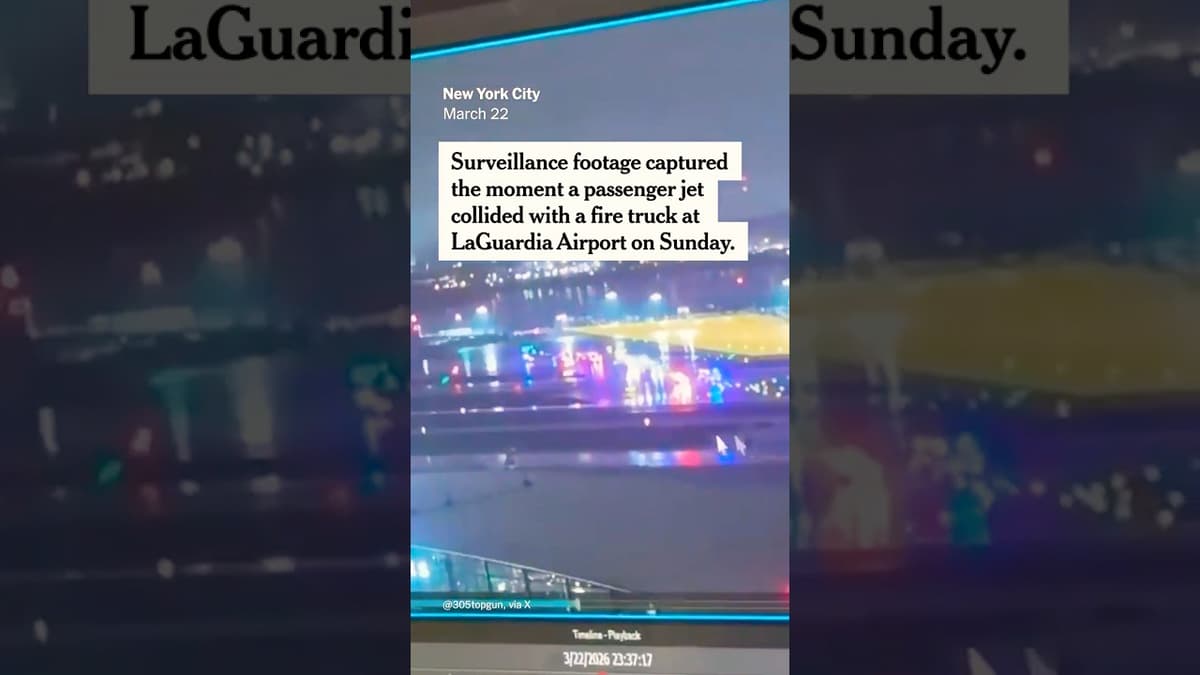 How a Plane Struck a Fire Truck at LaGuardia, in Video and Audio