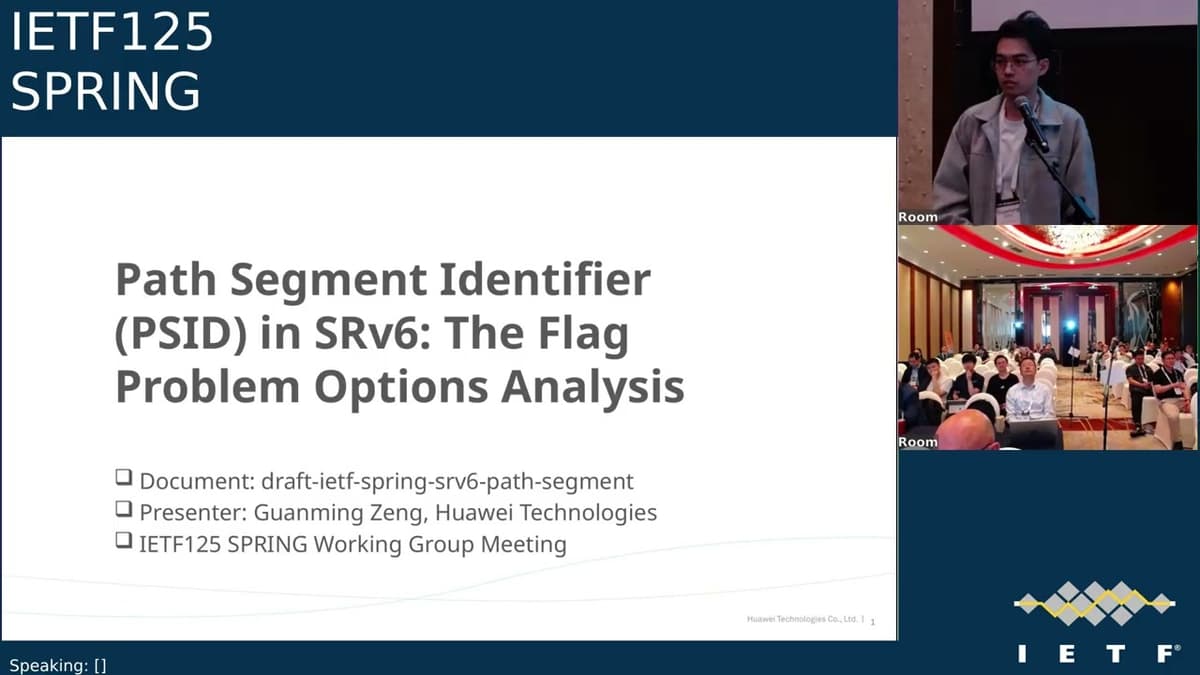 IETF 125: Source Packet Routing in Networking (SPRING) 2026-03-20 06:00