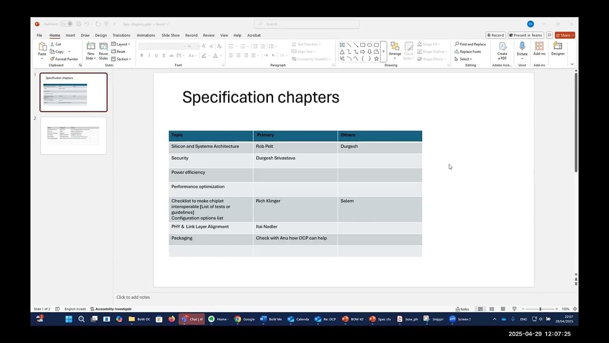 Server - OCE - Chiplet Systems - Workstream (2025-04-29)