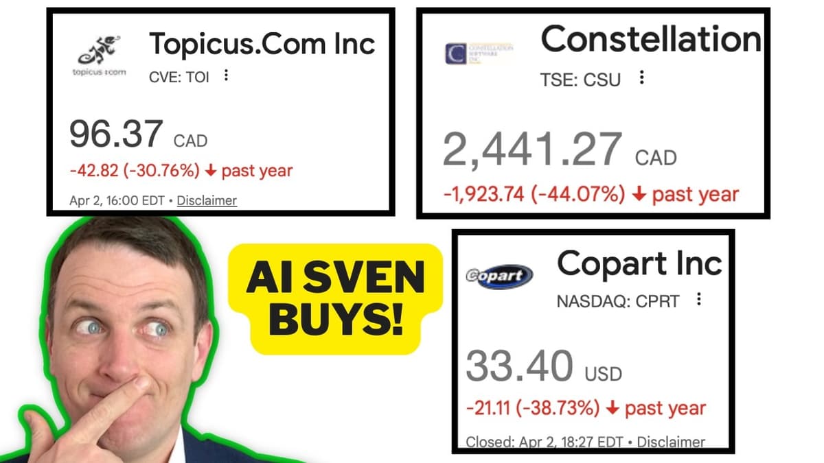 Sven Claude AI Buys: Copart Nasdaq: CPRT, Constellation Software TSE: CSU, Topicus, CVE: TOI
