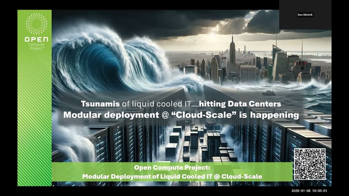 OCP DCF - Technology Cooling System (TCS) Pipe Distribution Workstream Call (Jan 08, 2026)