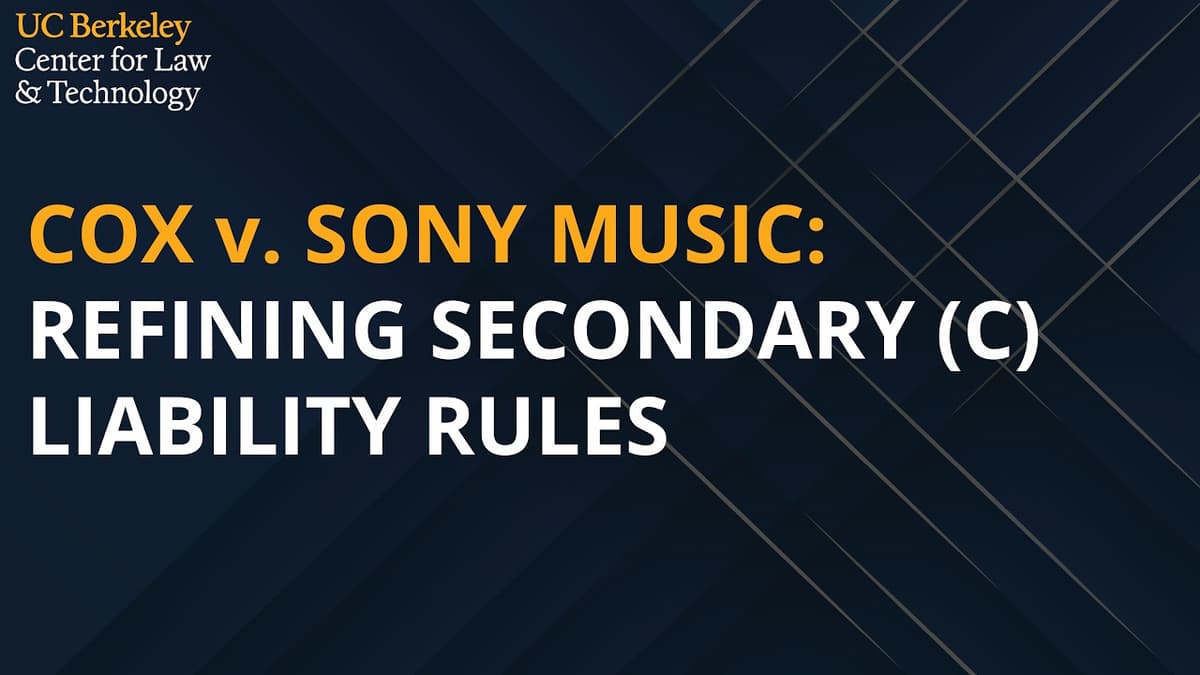 Cox V. Sony Music:Refining Secondary (C) Liability Rules