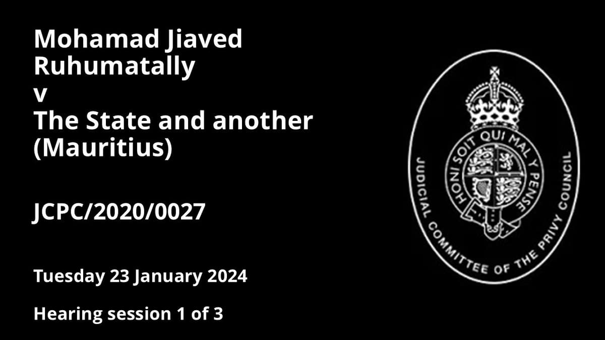 Mohamad Jiaved Ruhumatally v The State and Another (Mauritius)