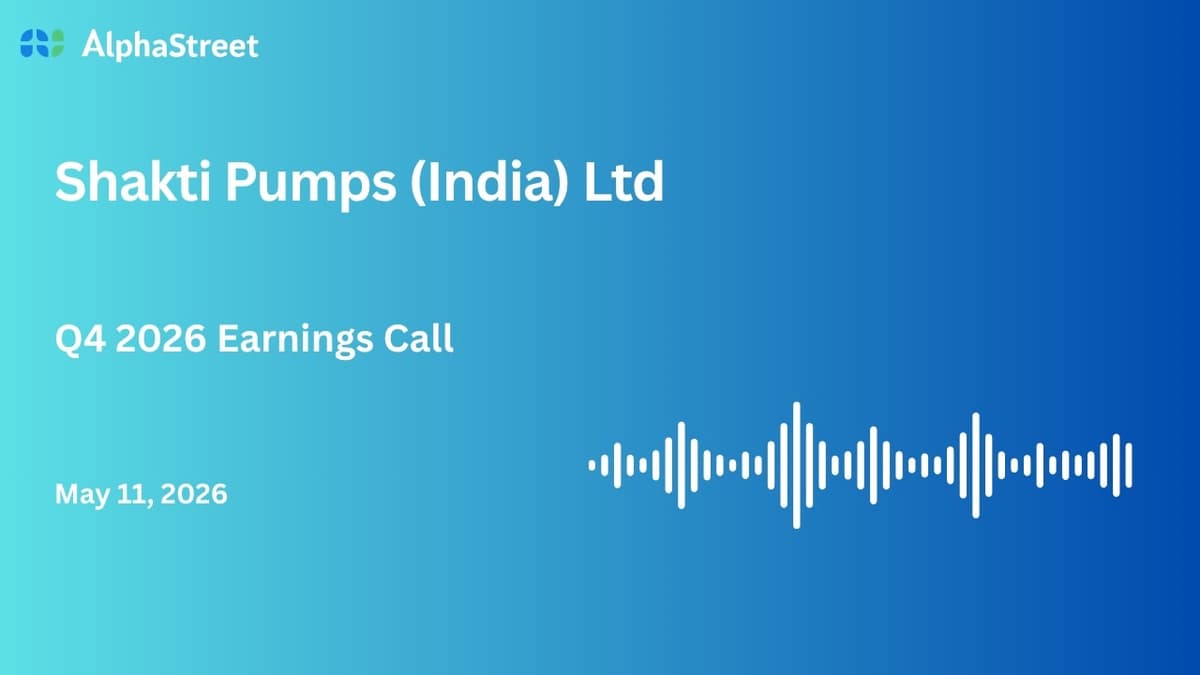 Shakti Pumps (India) Ltd Q4 FY2025-26 Earnings Conference Call