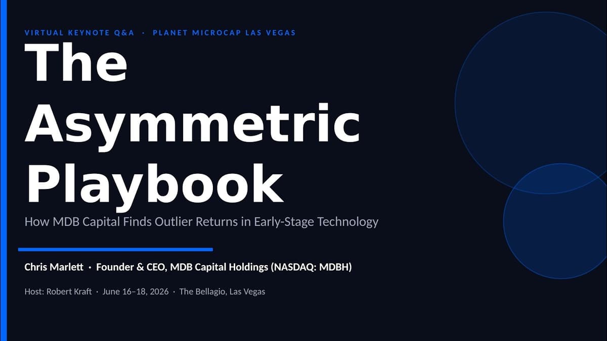 VIRTUAL KEYNOTE Q&A with Christopher Marlett, Founder & CEO of MDB Capital Holdings (NASDAQ: MDBH)