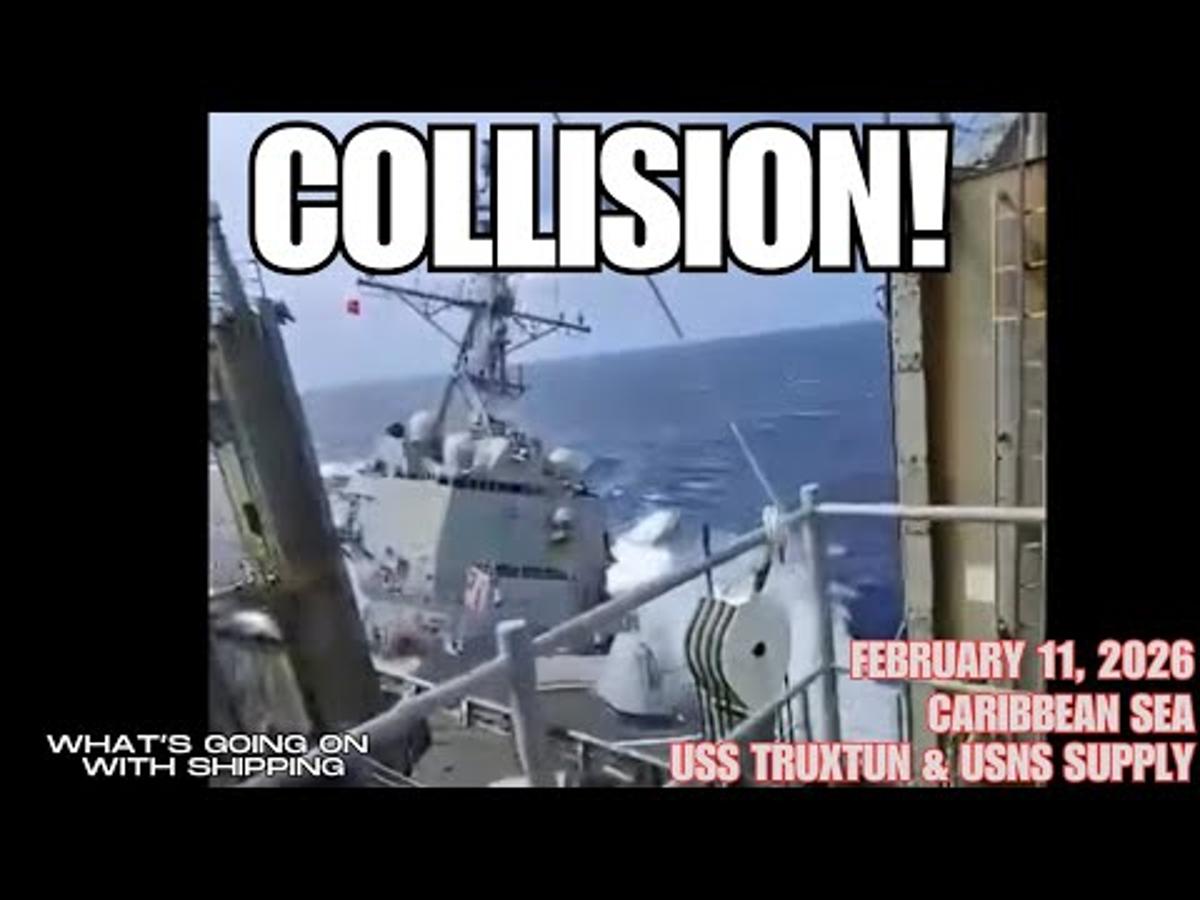 COLLISION: USS Truxtun & USNS Supply Collide in the Caribbean, Feb 11, 2026 | Two Videos